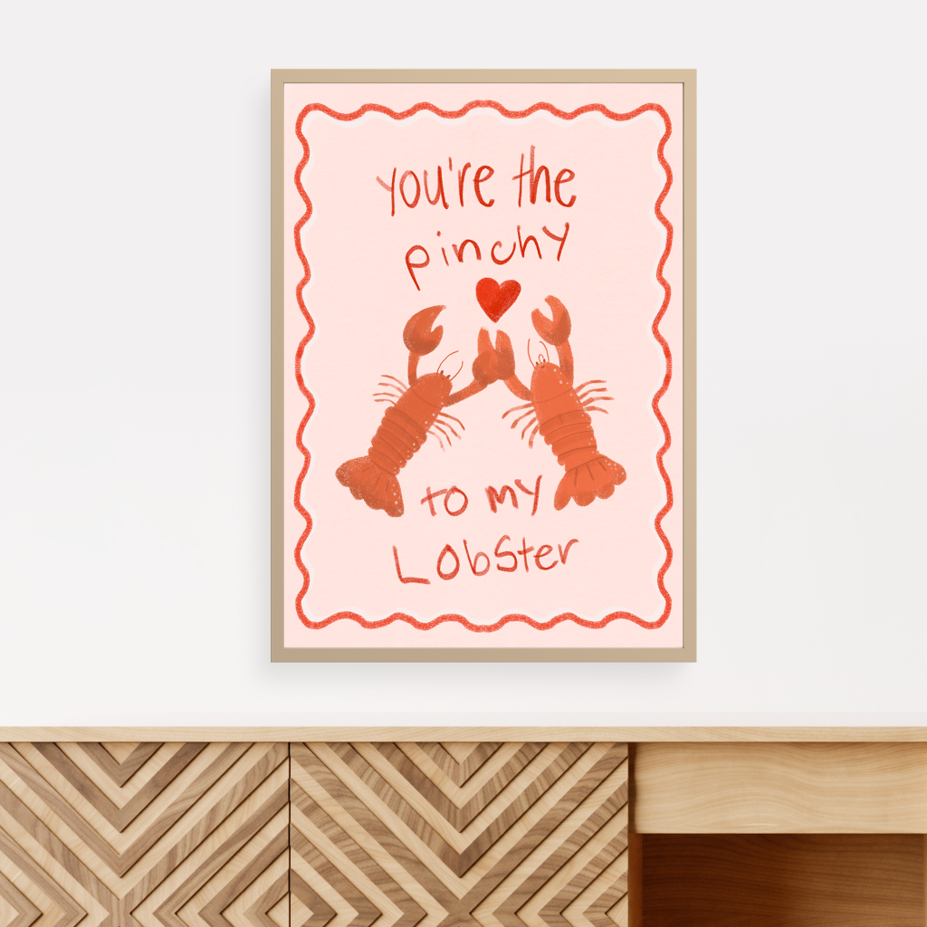 Lobster Love Poster Print at Home Liv Lorkin Designs